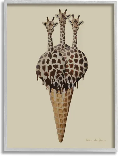 Vista 9 de Stupell Industries Cuchara de helado de tres jirafas, diseño de Coco de Paris Stupell Industries 10 x 15 Inches, Easy to Hang and Sturdy, Made