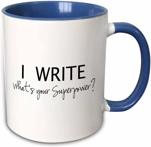 Vista 11 de 3dRose I Write - Whats your superpower - divertido regalo de 11 oz taza amarilla de dos tonos Amarillo