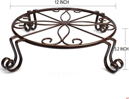 Vista 2 de Paquete de 2 soportes para plantas de 12 pulgadas, soportes metálicos resistentes a la corrosión para uso en interiores y exteriores, soportes