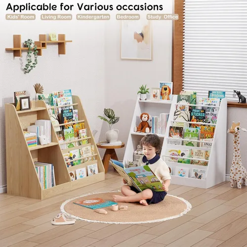 Vista 5 de Lkeiyay Estantería infantil de 5 niveles, estantería para bebés, almacenamiento de juguetes y libros para niños, estante de exhibición de libros