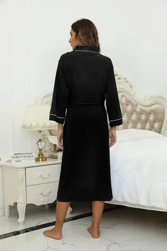 Vista 3 de HEARTNICE - Bata de baño de algodón para mujer tejido de punto tipo quimono para el spa liviana larga