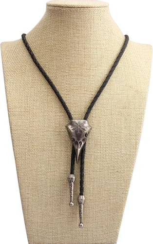Vista 200 de Jeilwiy Corbata de bolo para hombre, corbata de vaquero occidental, collar de corbata de bolo dorado, corbata de cuero, corbata de Halloween