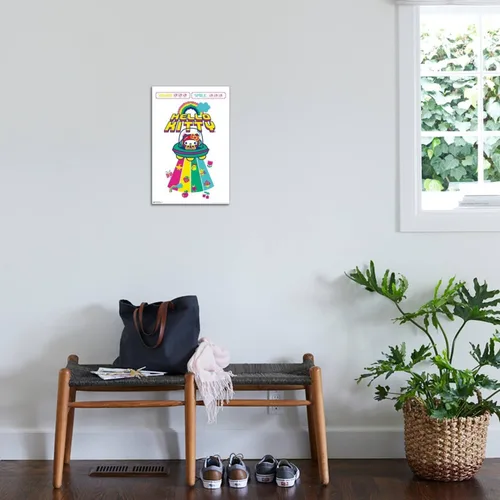Vista 3 de Trends International Hello Kitty - Póster de pared Kawaii Alien, 14.72 x 22.37 pulgadas, lienzo estirado