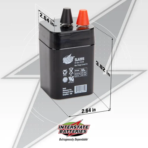 Vista 4 de Interstate Batteries Batería sellada de plomo ácido (SLA) de 6V 5AH - Terminales de resorte (SLA0916)