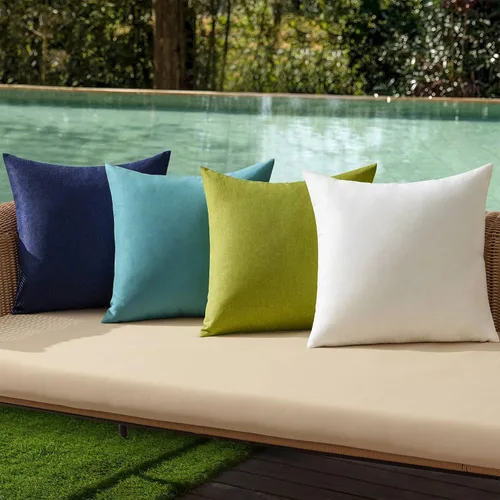 Vista 12 de MIULEE - Paquete de 4 fundas decorativas de cojín para exterior, de lino, impermeables, para jardín, patio, tienda de campaña, balcón, sofá, 16 x 16