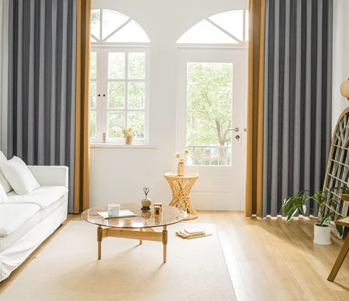 Vista 7 de Daesar Window Curtain Blackout 45 Inch Length, Eyelet Thermal Curtains Splicing Jacquard Geometric Texture Beige Brown Orange Short Blackout