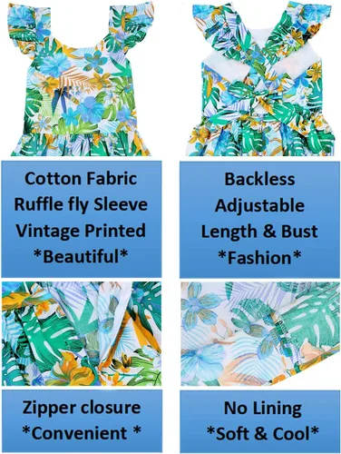 Vista 318 de Vestido de verano para niña, de algodón, con diseño floral