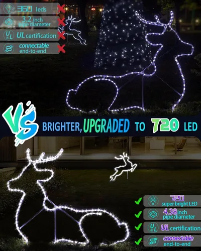 Vista 2 de Guirnalda de Luces para Exteriores Impermeables de Navidad 30.5m 720 LED, Luces de Tubo Conectables y Flexibles, Luces de Cadena de Iluminación