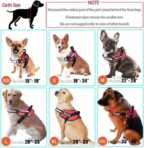 Vista 6 de Chaleco para Perro de Servicio, 9 Parches Arnés para Perro sin Tirones y Correa con Asa, Chaleco para Mascota Fácil de Poner y Quitar con Correas