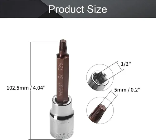 Vista 88 de Utoolmart 1/2" Drive x 0.551 in largo Hex Bit Socket, métrico, S2 y Cr-V acero 1pcs