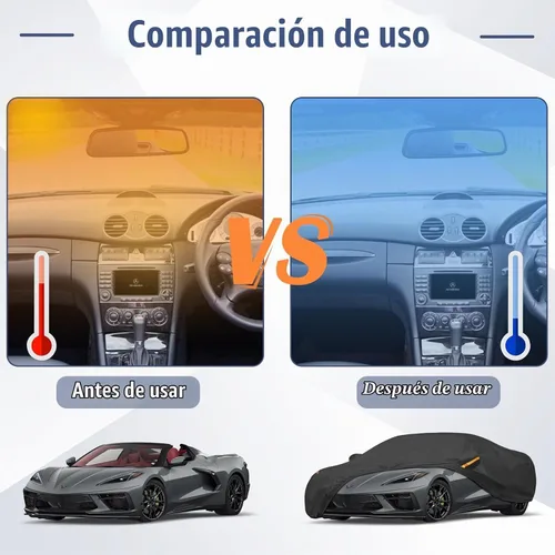 Vista 5 de Cubierta de coche con protección UV, resistente al viento, al polvo, a los arañazos, universal para exteriores