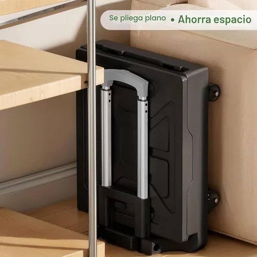 Vista 5 de VECELO Carrito de compras plegable 2 en 1 de 16 galones, carrito plegable con mango ajustable y ruedas de 360°, caja rodante de doble modo Negro