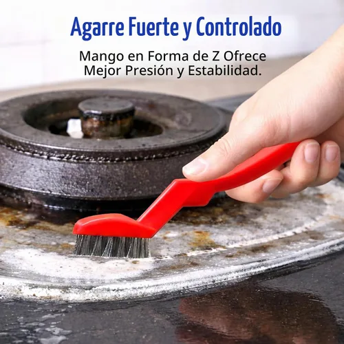 Vista 6 de Paquete de 3 cepillos de alambre de acero inoxidable, cepillo de limpieza resistente de 6.5 pulgadas con mango ergonómico curvado, cerdas de acero