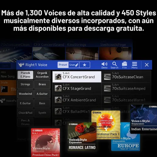 Vista 5 de Yamaha Teclado arreglista de 61 teclas, múltiples estilos y voces, perillas de control en vivo asignables PSRSX720