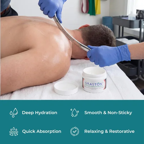 Vista 3 de Graston Technique Emoliente enriquecido con vitamina E - Tarro de 4 onzas, ideal para loción IASTM y crema de terapia de masaje, crema perfecta