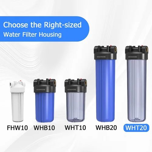 Vista 7 de WHT20 Carcasa de Filtro de Agua para Toda la Casa, Compatible con Filtros de Sedimentos de 20"x4.5", etc. para Agua de Pozo y Ciudad, Sistema