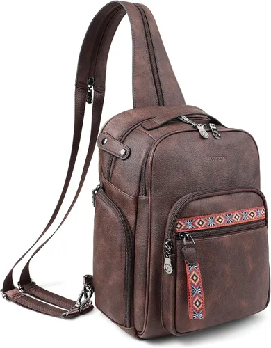 Vista 12 de FADEON Bolso bandolera grande para mujer, bolso cruzado de cuero de diseñador, mochila convertible, mochila antirrobo para viajes, 1 estilo retro 1