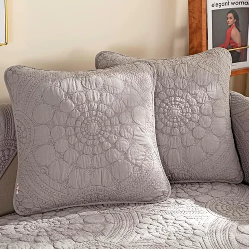 Vista 22 de vctops Funda de Sofá con Bordado de Círculo Bohemio de Color Sólido de Algodón Acolchado Antideslizante Fundas de Sofá Seccional Funda de Sofá