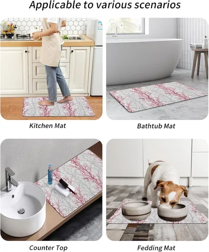 Vista 6 de Tapete de baño gris degradado para bañera, antideslizante, de secado rápido y absorbente, tierra de diatomeas, cocina, ducha, fregadero, lavable