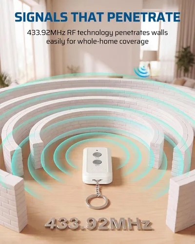 Vista 3 de DEWENWILS Toma de corriente con control remoto para interiores, kit de interruptor de luz remoto expandible, interruptor de encendido/apagado