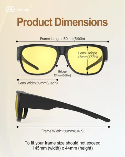 Vista 7 de Goiteia Lentes de conducción nocturna para hombres y mujeres, lentes polarizados de visión nocturna antirreflejos amarillos para conducir