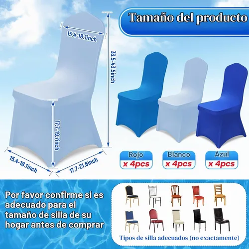 Vista 3 de Oudain 12 fundas de silla plegables azules para decoración de fiestas Serie azul