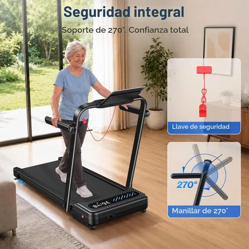 Vista 4 de Cardirun Walking Pad with 12% Auto Incline & Handle Bar, Foldable Treadmill Negro