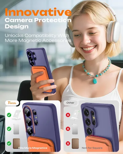 Vista 294 de TOCOL Funda magnética 3 en 1 para iPhone 15 Pro, mejorada [protección completa de cámara] con 2 protectores de pantalla, compatible con MagSafe Gris