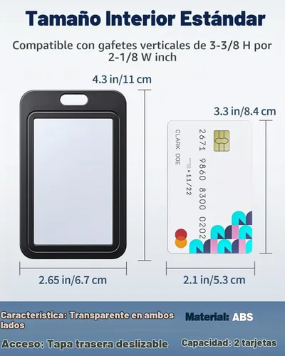 Vista 7 de Uniclife Paquete de 3 Portacarnet Deslizante con Ventanas de Doble Cara Funda Vertical de Plástico Duro Negro Bolsa Protectora de Tarjetas