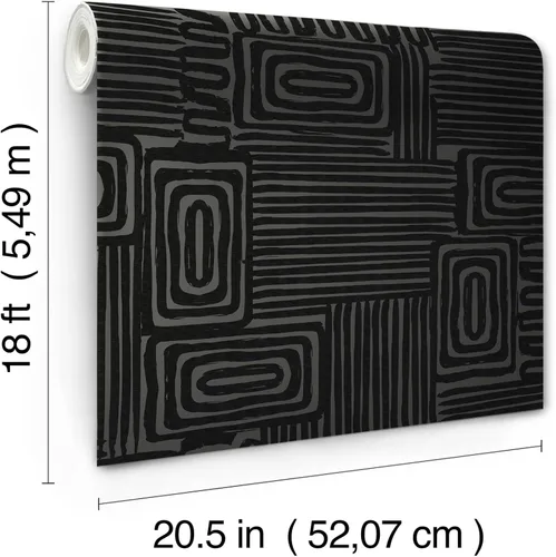 Vista 5 de Emily Rayna Black Pathways - Papel tapiz para despegar y pegar por RoomMates, RMK12742PLW Negro