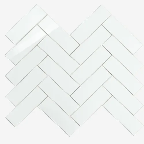 Vista 12 de Azulejos para salpicaderos adhesivos de cocina en espiga, azulejos de mosaico para pared de baño en chevron blanco, paquete de 6 Blanco