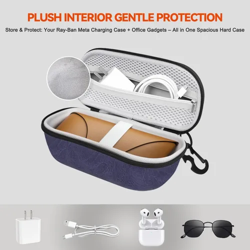 Vista 7 de Estuche rígido para gafas Ray-Ban Meta Wayfarer2SkylerHeadliner Charge Box - Para SmarGlasses Accessores Travel