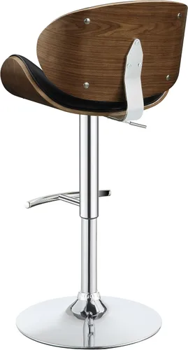 Vista 7 de Coaster Home Furnishings Taburete de bar ajustable negro y nogal 20.75 pulgadas de profundidad x 20.25 pulgadas de ancho x 37.5 pulgadas de alto