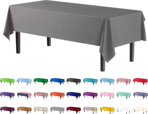 Vista 15 de Party Solids Paquete de 4 manteles de plástico color azul aguamarina, 54 x 108 pulgadas, mantel desechable para fiestas y pícnics