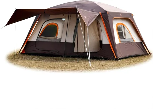 Vista 19 de KTT Extra Large Tent 10-12-14 Person(Style-B),Family Cabin Tents,2 Rooms,3 Doors and 3 Windows with Mesh,Straight Wall,Waterproof,Double Layer,Big