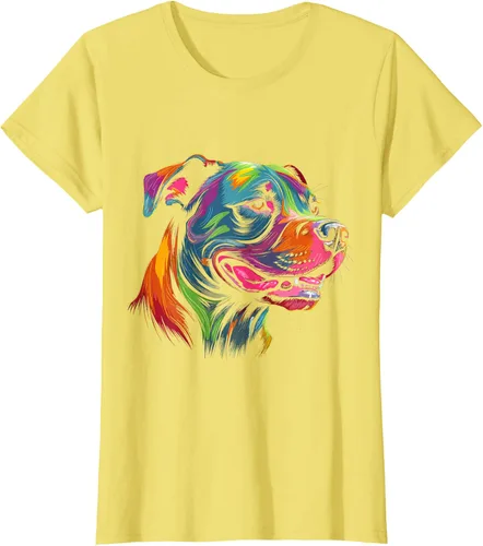Vista 39 de Pit Bull Mom Dog Lover Colorido Artistic Pitbull Owner - Camiseta para mujer, Negro