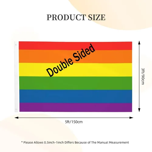 Vista 3 de Bandera para exteriores de 2.5 x 4 pies, bandera LGBT de arcoíris y orgullo gay, bandera para decoración del hogar y jardín, con ojales, duradera