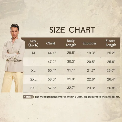 Vista 7 de Camisa pirata para hombre renacentista medieval retro steampunk gótico vikingo con cordones camiseta Ren Faire disfraz de Halloween