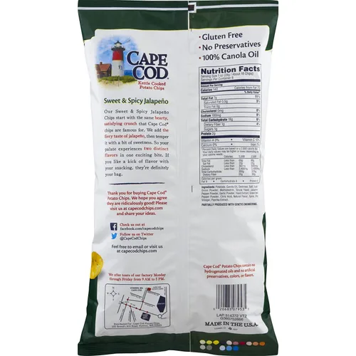 Vista 2 de Cape Cod Potato Chips, Hervidor de agua cocido, jalapeño dulce y picante, 8 onzas, (paquete de 3)