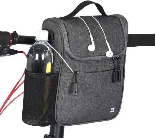 Vista 4 de Rhinowalk Bolsa de manillar de bicicleta, bolsa delantera para bicicleta de carretera, bolsa de marco de bicicleta, bolsa de cesta de bicicleta Negro