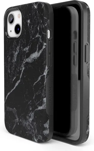 Vista 2 de Casely Funda para iPhone 13 mármol negro perla Diseño protector audaz Compatible con MagSafe