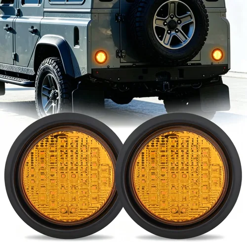 Vista 27 de Nilight Luces traseras para remolque, 2 unidades, 4 pulgadas, redondas, 12 LED, ámbar, cromado, marco, marcador, señal de giro, luz trasera