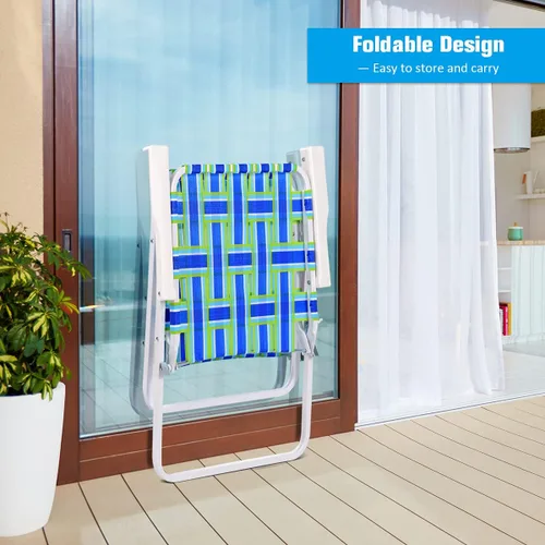 Vista 6 de COSTWAY 6pcs silla de playa plegable camping césped cincha silla ligera 1 posición (azul)