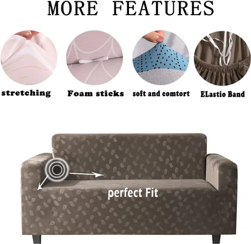 Vista 4 de Fundas de sofá de alta elasticidad de 2 plazas, ultra suaves y elegantes, para perros y niños, protector de muebles de elastano con parte inferior
