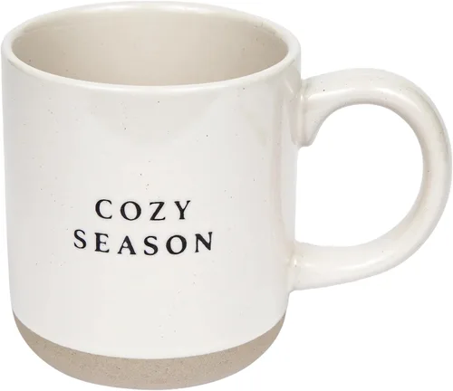 Vista 8 de Sweet Water Decor Taza de café de otoño con diseño de hojas marrones, taza de gres de 14 onzas para té y sidra, apta para microondas y lavavajillas