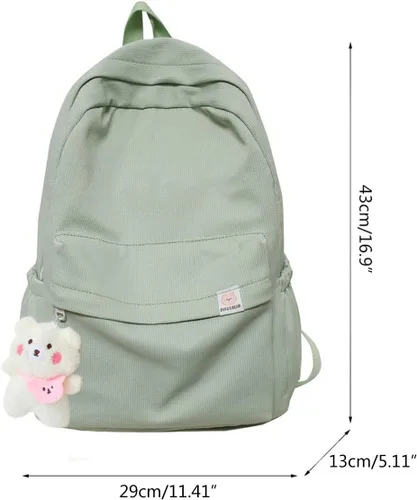 Vista 6 de Eagerrich Mochila Estética Mochila Bonita Útiles Escolares Bolsa para Laptop para Adolescentes Niñas Mujeres Estudiantes Color Sólido, Beige