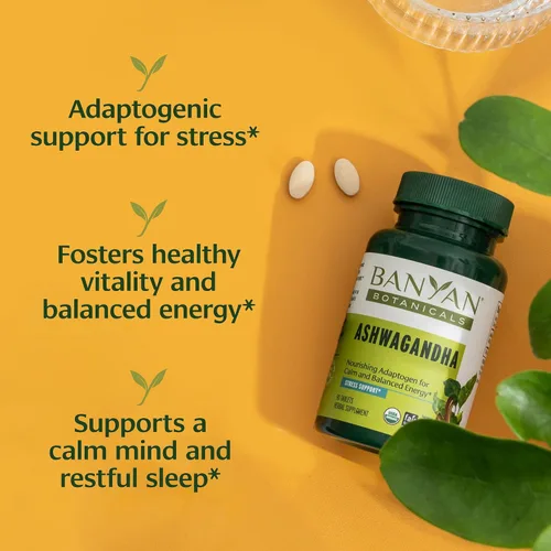 Vista 2 de Banyan Botanicals Ashwagandha orgánica - 1000 mg por porción - Manager de cortisol y suplemento para aliviar el estrés - Apoyo suprarrenal