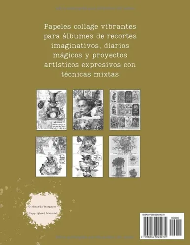 Vista 2 de Papeles para Collage País de las Maravillas una fusión de Alicia, Steampunk y Caras Bonitas Papel para fondos en blanco y negro (Spanish Edition)