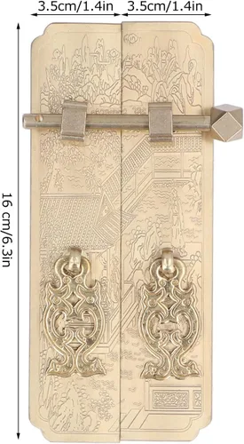 Vista 2 de Placa frontal retro del gabinete chino latón paisaje patrón decorativo para armarios