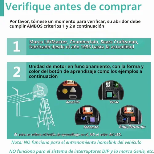 Vista 4 de 2 para Liftmaster Chamberlain Craftsman Abridor de puerta de garaje llavero remoto 890max